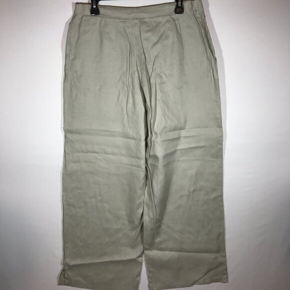 Max Studio Women's 12 Beige 100% Linen Casual Wide Leg Pants - Picture 8 of 12